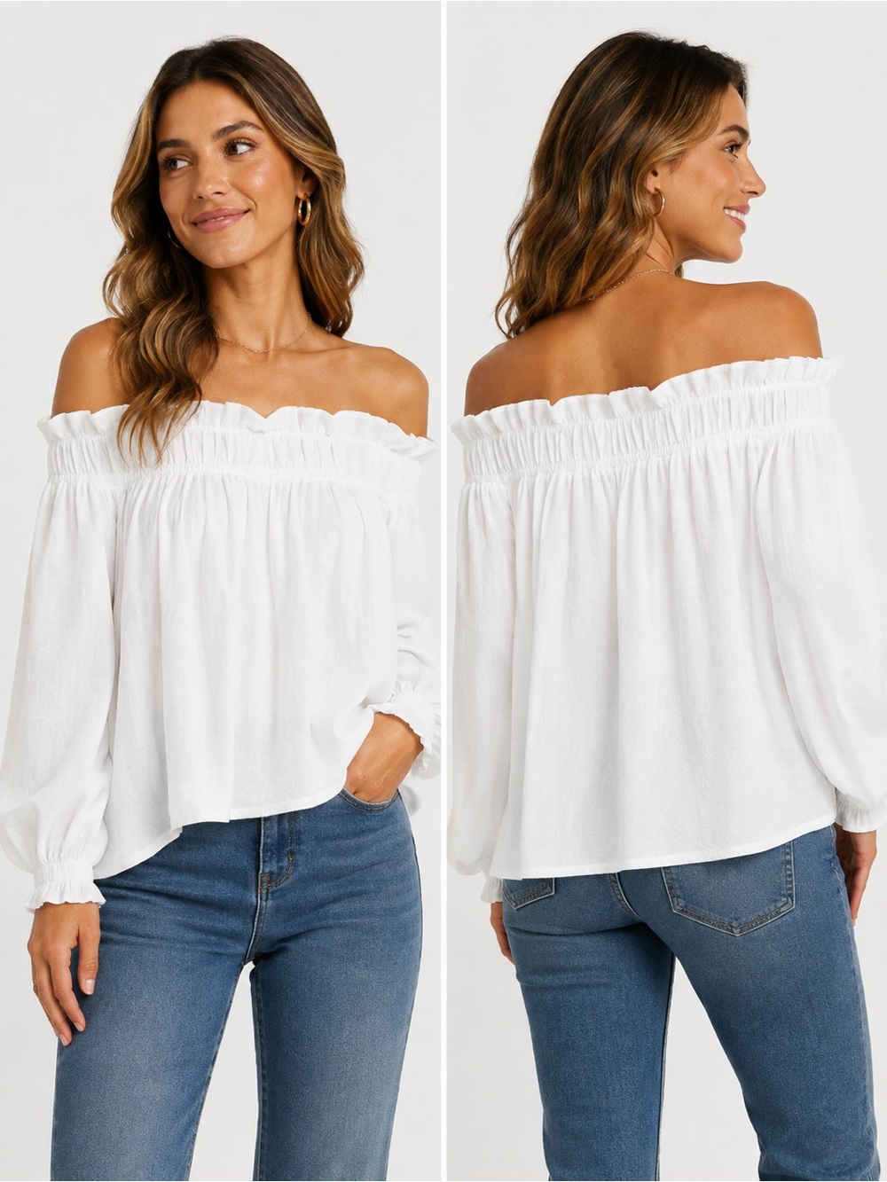 Tuckernuck Marguerite Sz S Smocked Off Shoulder Ruffle Trim Feminine Coquette